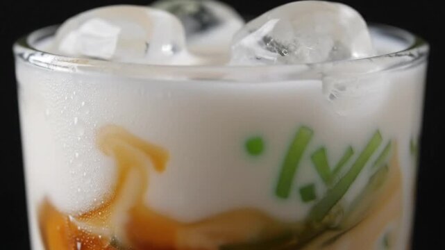 Refreshing iced cendol with palm sugar syrup