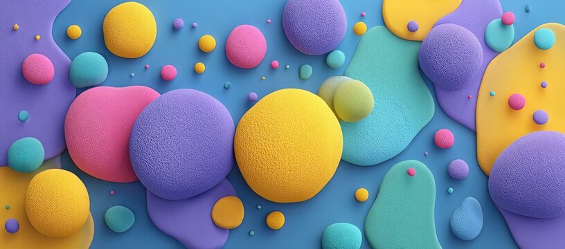 Abstract pastel blobs on blue - Powered by Adobe