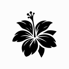Obraz premium Hibiscus Flower Silhouette – Tropical Blossom Vector