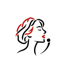 Abstract red shapes on black background