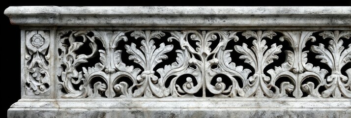 Intricate stone carving with acanthus leaf motif, set within a rectangular frame