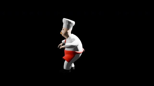 3d render chef dancing Salsa dance. prores 4444