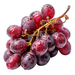 Fresh red grapes with water droplets, showcasing their juicy texture and vibrant color. Perfect for healthy snacking or adding to fruit salads