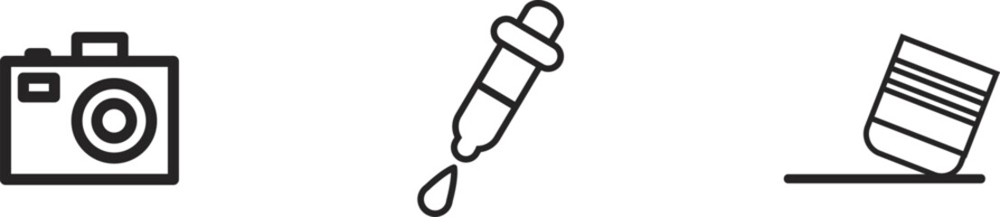 Dropper icon with liquid drop outline style for medical or scientific use