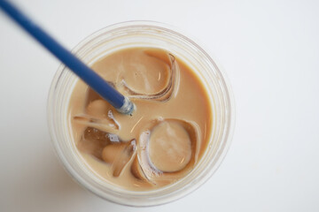 Refreshing iced coffee served in a clear cup with ice