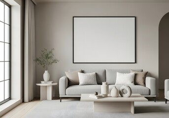 Elegant Living Room Interior with a blank frame