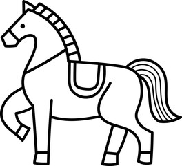 Chinese New Year 2026, the year of the Horse, red and gold line art characters, simple hand-drawn Asian elements with craft (Chinese translation: Happy Chinese New Year 2026, year of the Horse)