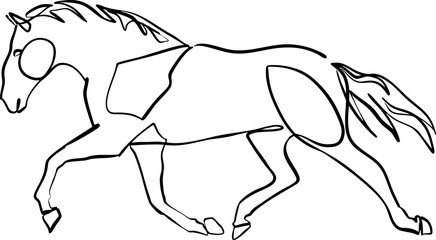 Chinese New Year 2026, the year of the Horse, red and gold line art characters, simple hand-drawn Asian elements with craft (Chinese translation: Happy Chinese New Year 2026, year of the Horse)