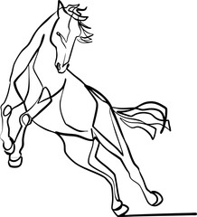 Chinese New Year 2026, the year of the Horse, red and gold line art characters, simple hand-drawn Asian elements with craft (Chinese translation: Happy Chinese New Year 2026, year of the Horse)