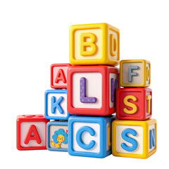 Playing with colorful alphabet blocks indoor playroom toy photography bright environment close-up view child development concept