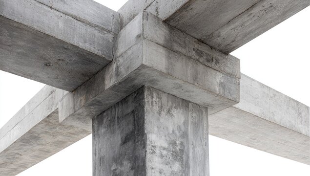 Concrete structure beams, construction site, support column, industrial building, architectural design