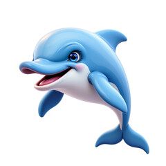 Playful dolphin swimming in clear ocean waters cartoon style underwater environment cheerful concept