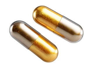 Pair of Herbal Capsules Floating Above White Surface Isolated on Transparent Background PNG