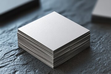 Stack of Square Cards Mockup