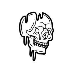 melting skull outline illustration