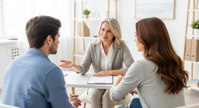 A couple in a meeting with a financial advisor.