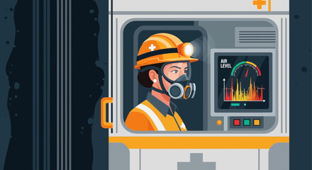 Safety first: Underground miner monitoring air quality inside a machinery