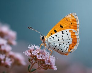 Obraz premium High-Quality Pollinator Friendly Butterfly on Thyme Flowers Modern Botanical Content for Eco Marketing and Inspiring Nature Social Media Campaigns