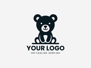 Playful baby bear mascot with friendly wave and cheerful expression in vector logo