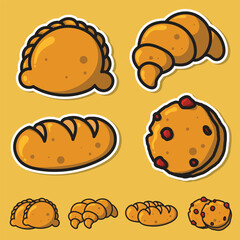 Cartoon Bakery Pastry Vector Illustration Set