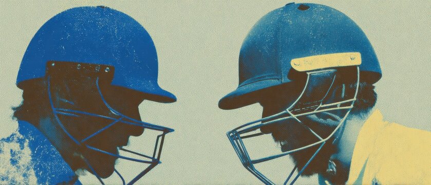 Professional High-Quality Cricket Match Banner with Two Helmets Modern Fierce Competition for Sports Marketing and Social Media Campaigns