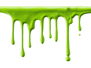Bright lime green dripping viscous substance