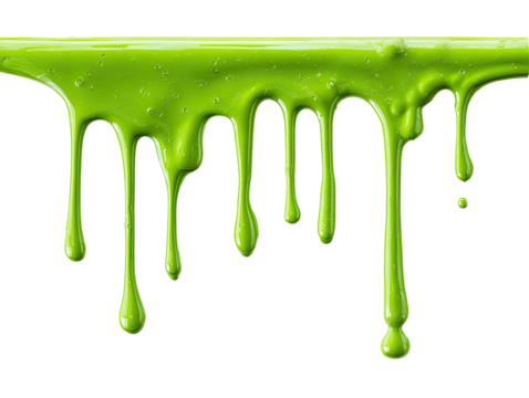 Bright lime green dripping viscous substance