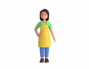 Fototapeta premium female character standing with an apron on. 