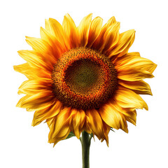 Fototapeta premium CloseUp of Vibrant Yellow Sunflower with Detailed Center on Black Background Illustration