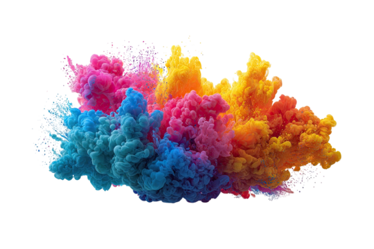 Vibrant cloud of multicolored ink dissolving and swirling - Powered by Adobe