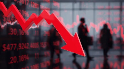 Financial graph chart market, featuring a red graph line indicating with a red stock market line showing a business concept of growth and profit.