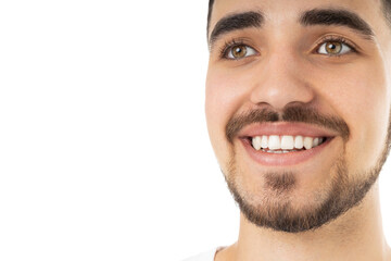 Obraz premium Man displaying clear skin while smiling confidently, isolated, PNG