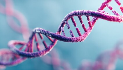 A detailed 3D rendering of a DNA double helix