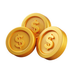 Obraz premium 3d golden dollar coins stacked isolated on transparent background