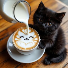 cat with cup of coffee