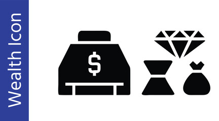 Wealth Icons  Diamond & Gold Bar Vector Pack