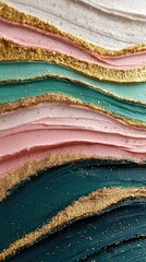 Abstract wavy pastel and gold design