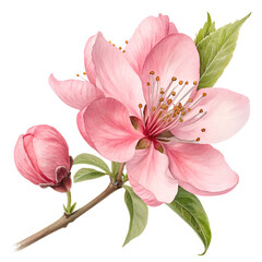 Obraz premium Watercolor Pink flower illustration botanical. isolated on transparent background