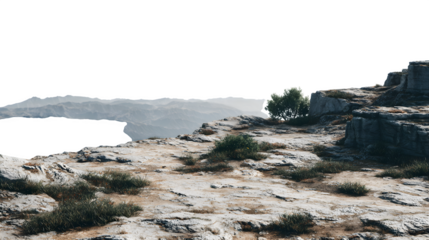 Desert cliff edge landscape, isolated on transparent background