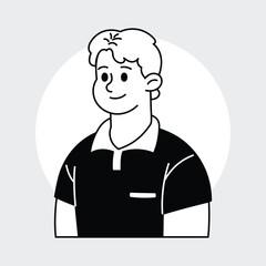 Flat Vector Character Black And White Illustration
