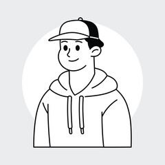 Flat Vector Character Black And White Illustration
