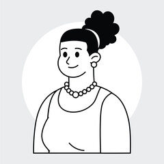 Flat Vector Character Black And White Illustration