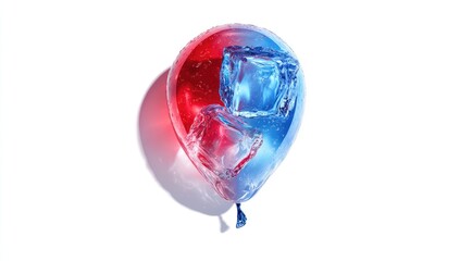 Fototapeta premium Red and blue balloon filled with ice cubes
