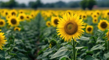 Obraz premium Sunflower Field in Full Bloom