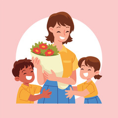 Flat Vector Teacher And Student Illustration