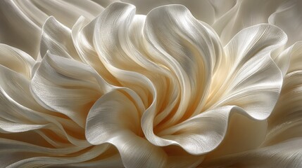 Creamy, undulating forms swirl in a soft, light-filled abstract