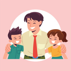 Flat Vector Teacher And Student Illustration