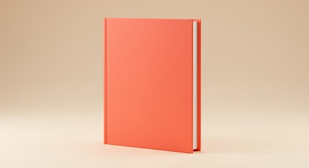A Closed Coral Orange Hardcover Book Standing Vertically on a Neutral Background
