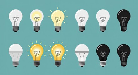Spark innovation and brilliant ideas with glowing light bulbs representing creativity and new concepts, perfect for business presentations and idea generation
