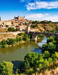 Panoramic view of historic city with river and bridge